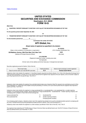 Thumbnail AlTi Global 10-Q Quarterly Report FY2023 