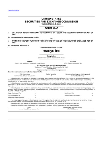 Thumbnail Macy's
 10-Q Quarterly Report FY2023 