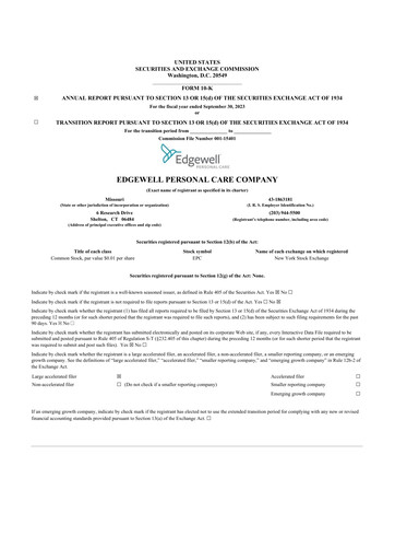 Thumbnail Edgewell Personal Care
 10-K Annual Report 2023