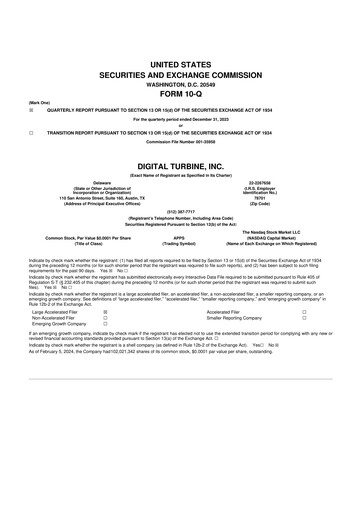 Thumbnail Digital Turbine
 10-Q Quarterly Report FY2024 