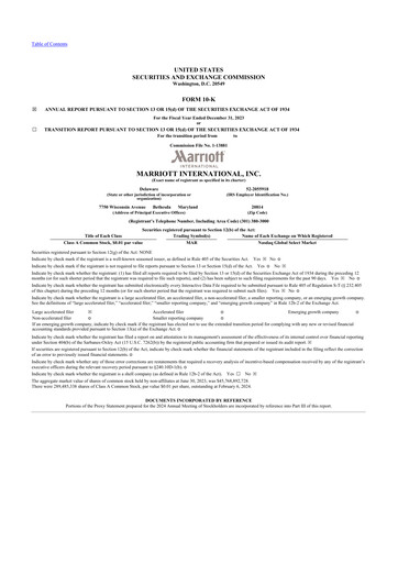 Thumbnail Marriott International 10-K Annual Report 2023