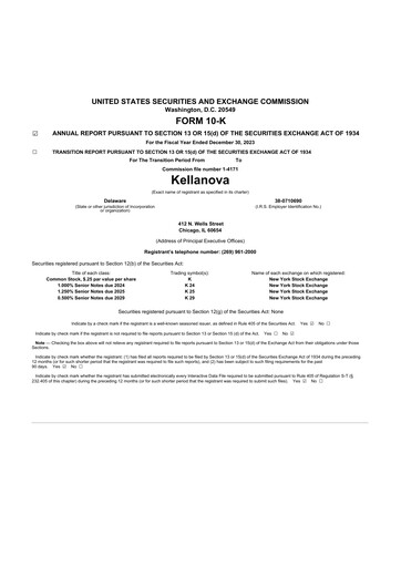 Thumbnail Kellanova 
 (Kellogg's) 10-K Annual Report 2023