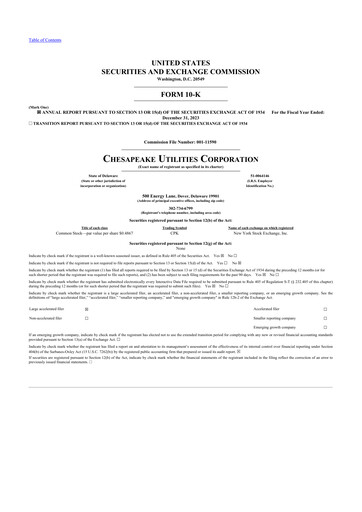 Thumbnail Chesapeake Utilities
 10-K Annual Report 2023