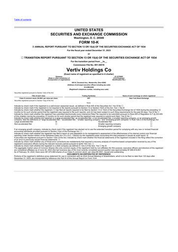 Thumbnail Vertiv Holdings
 10-K Annual Report 2023