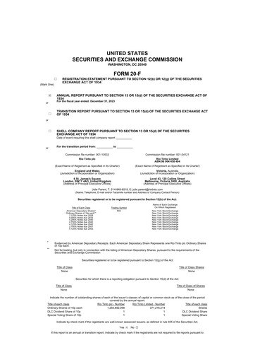 Thumbnail Rio Tinto 20-F Annual Report 2023