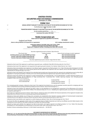 Thumbnail Noble Corporation
 10-K Annual Report 2023