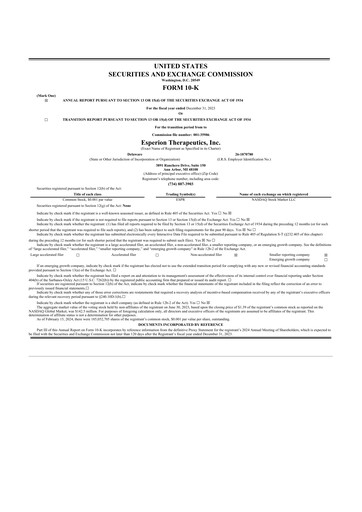 Miniature Esperion Therapeutics 10-K Rapport annuel 2023