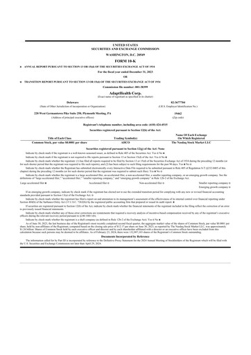 Thumbnail AdaptHealth 10-K Annual Report 2023