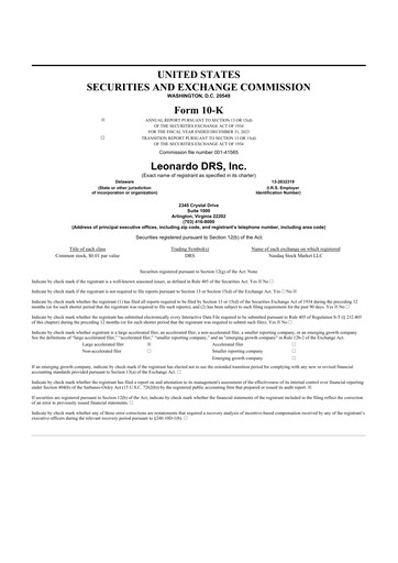 Thumbnail Leonardo DRS 10-K Annual Report 2023