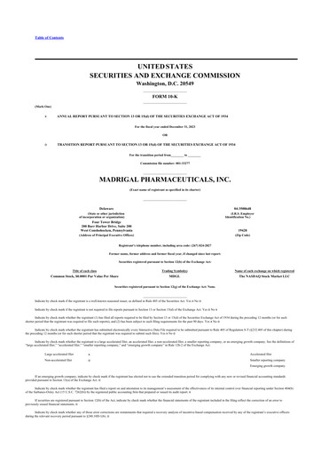 Thumbnail Madrigal Pharmaceuticals
 10-K Annual Report 2023