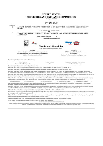 Thumbnail Dine Brands Global 10-K Annual Report 2023