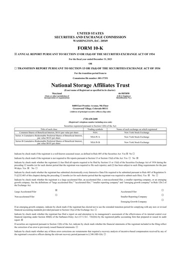 Miniature National Storage Affiliates Trust
 10-K Rapport annuel 2023