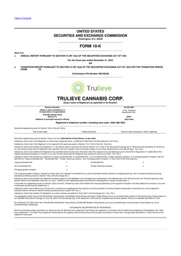 Vorschaubild Trulieve Cannabis 10-K Jahresbericht 2023