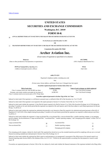 Thumbnail Archer Aviation 10-K Annual Report 2023