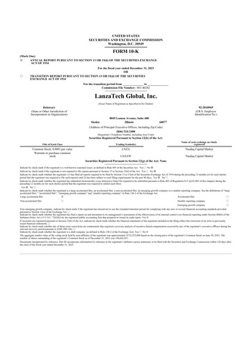 Thumbnail LanzaTech Global 10-K Annual Report 2023