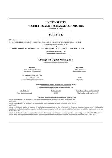 Vorschaubild Stronghold Digital Mining 10-K Jahresbericht 2023