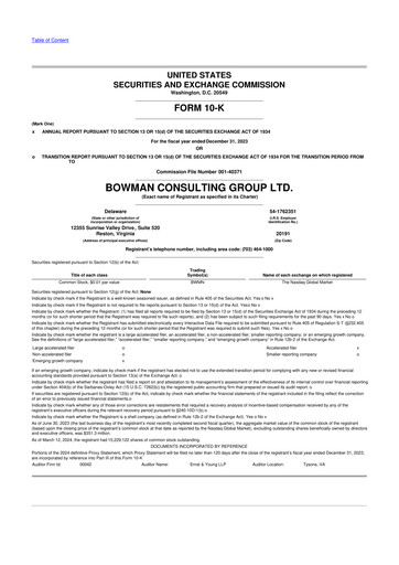 Miniature Bowman Consulting Group 10-K Rapport annuel 2023