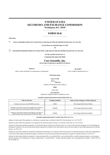 Thumbnail Core Scientific 10-K Annual Report 2023