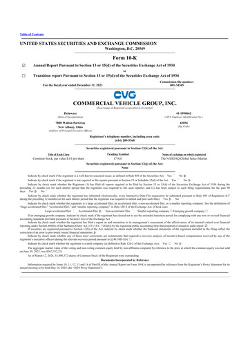Thumbnail Commercial Vehicle Group (CVG) 10-K Annual Report 2023