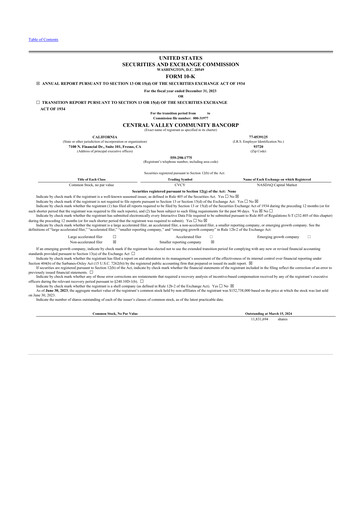 Thumbnail Community West Bancshares 10-K Annual Report 2023