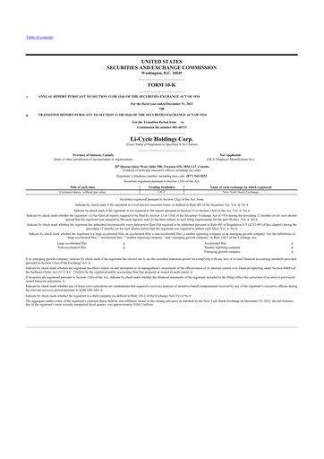 Thumbnail Li-Cycle 10-K Annual Report 2023