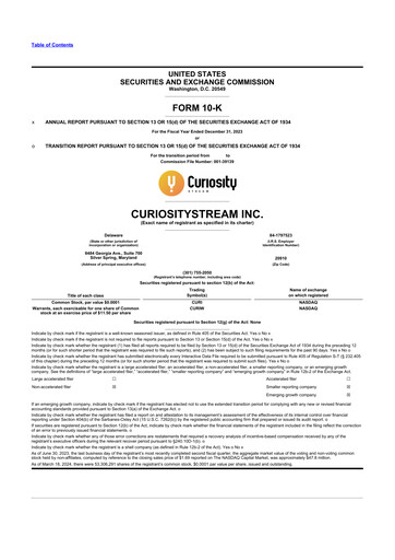 Miniature CuriosityStream 10-K Rapport annuel 2023
