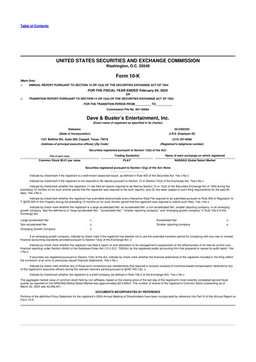 Thumbnail Dave & Buster's
 10-K Annual Report 2023