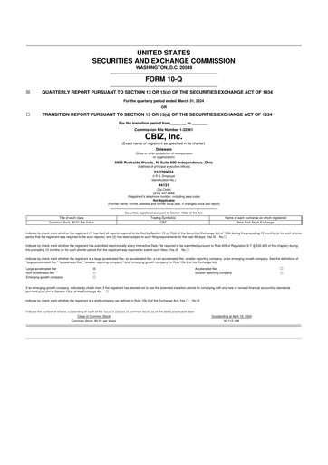 Thumbnail CBIZ 10-Q Quarterly Report FY2024 