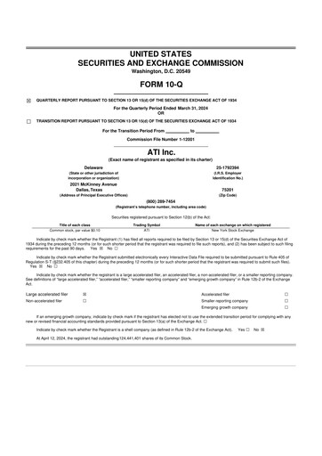 Thumbnail ATI Inc.
 10-Q Quarterly Report FY2024 