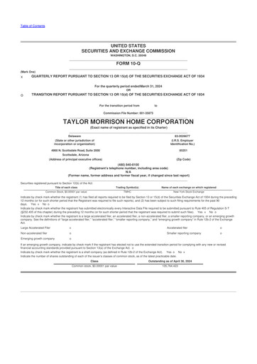 Thumbnail Taylor Morrison
 10-Q Quarterly Report FY2024 