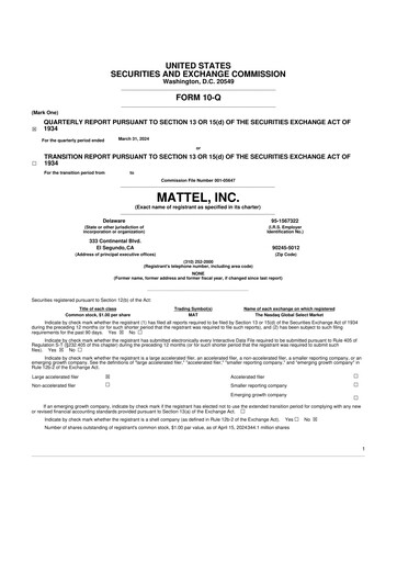 Thumbnail Mattel
 10-Q Quarterly Report FY2024 