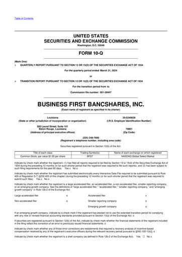 Thumbnail Business First Bancshares 10-Q Quarterly Report FY2024 