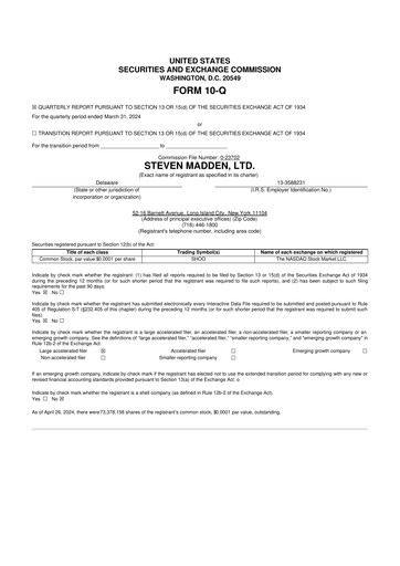 Thumbnail Steve Madden
 10-Q Quarterly Report FY2024 