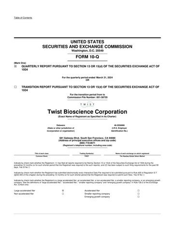 Thumbnail Twist Bioscience
 10-Q Quarterly Report FY2024 