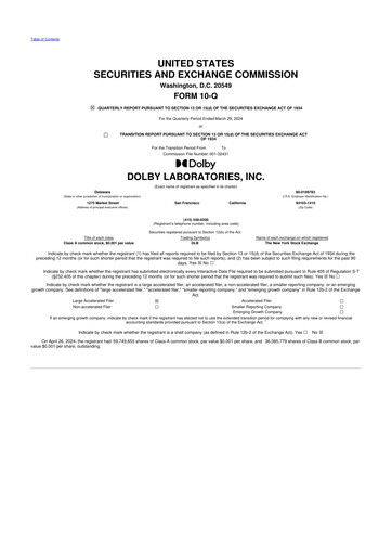 Thumbnail Dolby 10-Q Quarterly Report FY2024 