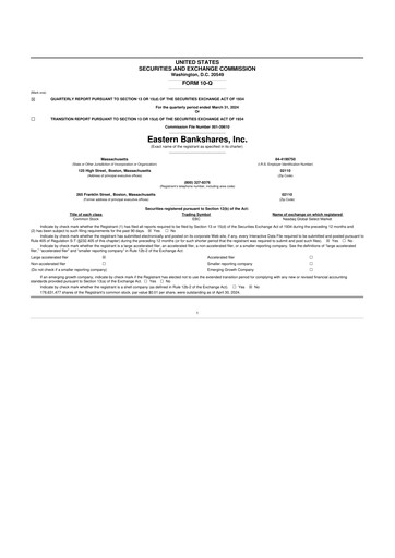 Thumbnail Eastern Bankshares 10-Q Quarterly Report FY2024 