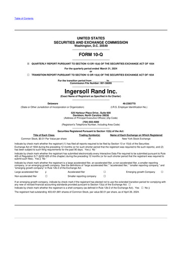 Thumbnail Ingersoll Rand 10-Q Quarterly Report FY2024 