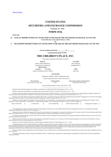 Thumbnail The Children's Place
 10-K Annual Report 2024