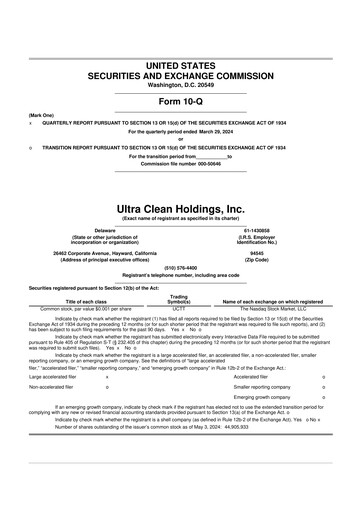 Vorschaubild UCT (Ultra Clean Holdings) 10-Q Quartalsbericht 2024 