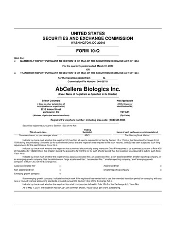 Thumbnail AbCellera
 10-Q Quarterly Report FY2024 