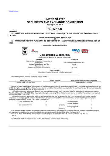 Thumbnail Dine Brands Global 10-Q Quarterly Report FY2024 