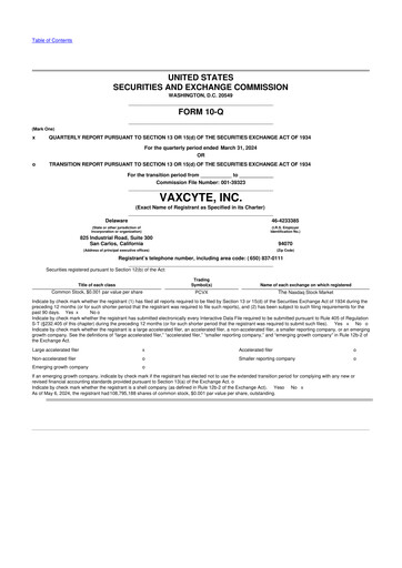Thumbnail Vaxcyte
 10-Q Quarterly Report FY2024 