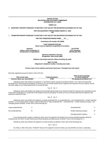 Vorschaubild VYNE Therapeutics 10-Q Quartalsbericht 2024 