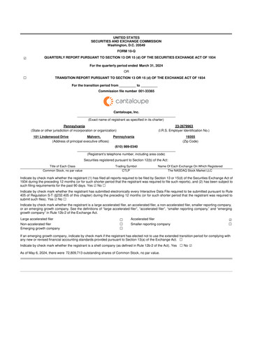 Thumbnail Cantaloupe 10-Q Quarterly Report FY2024 