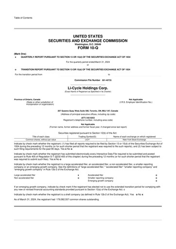 Thumbnail Li-Cycle 10-Q Quarterly Report FY2024 
