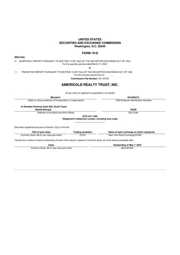 Thumbnail Americold 10-Q Quarterly Report FY2024 