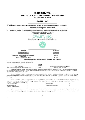Thumbnail Owlet, Inc. 10-Q Quarterly Report FY2024 