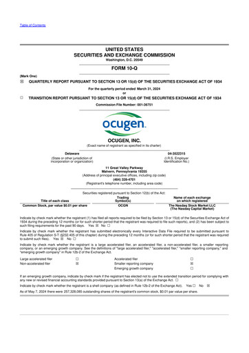 Thumbnail Ocugen 10-Q Quarterly Report FY2024 