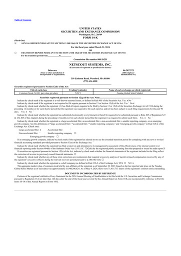 Thumbnail NETSCOUT 10-K Annual Report 2024