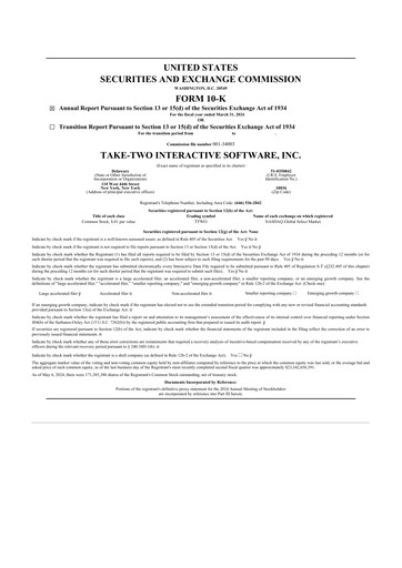 Thumbnail Take-Two Interactive
 10-K Annual Report 2024